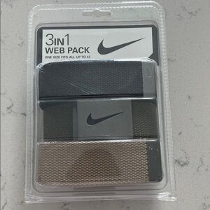 Nike 3-in-1 Web Pack Belt Set - Black, Gray, Brown